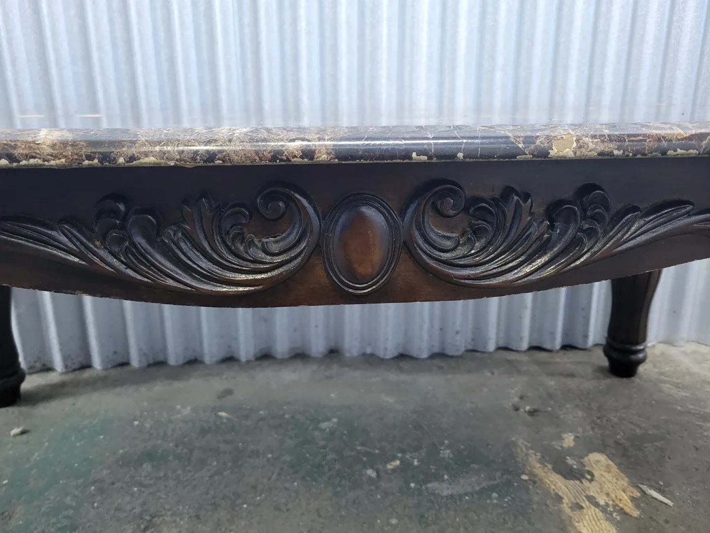 Marble Top Coffee Table with Carved Details - photo 3