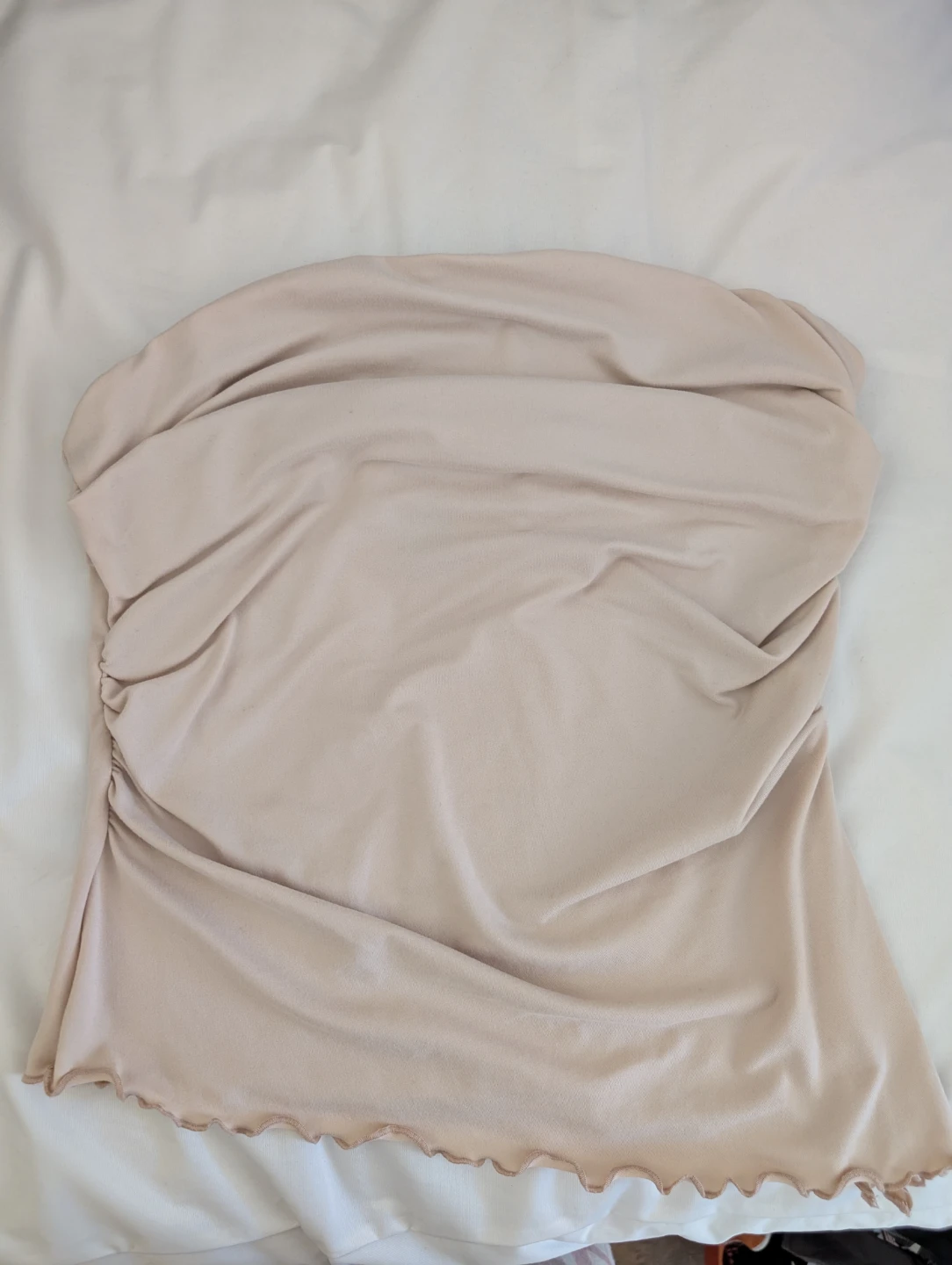 SHEIN Ruched Tube Top Beige Summer Sexy Top 15" ptp