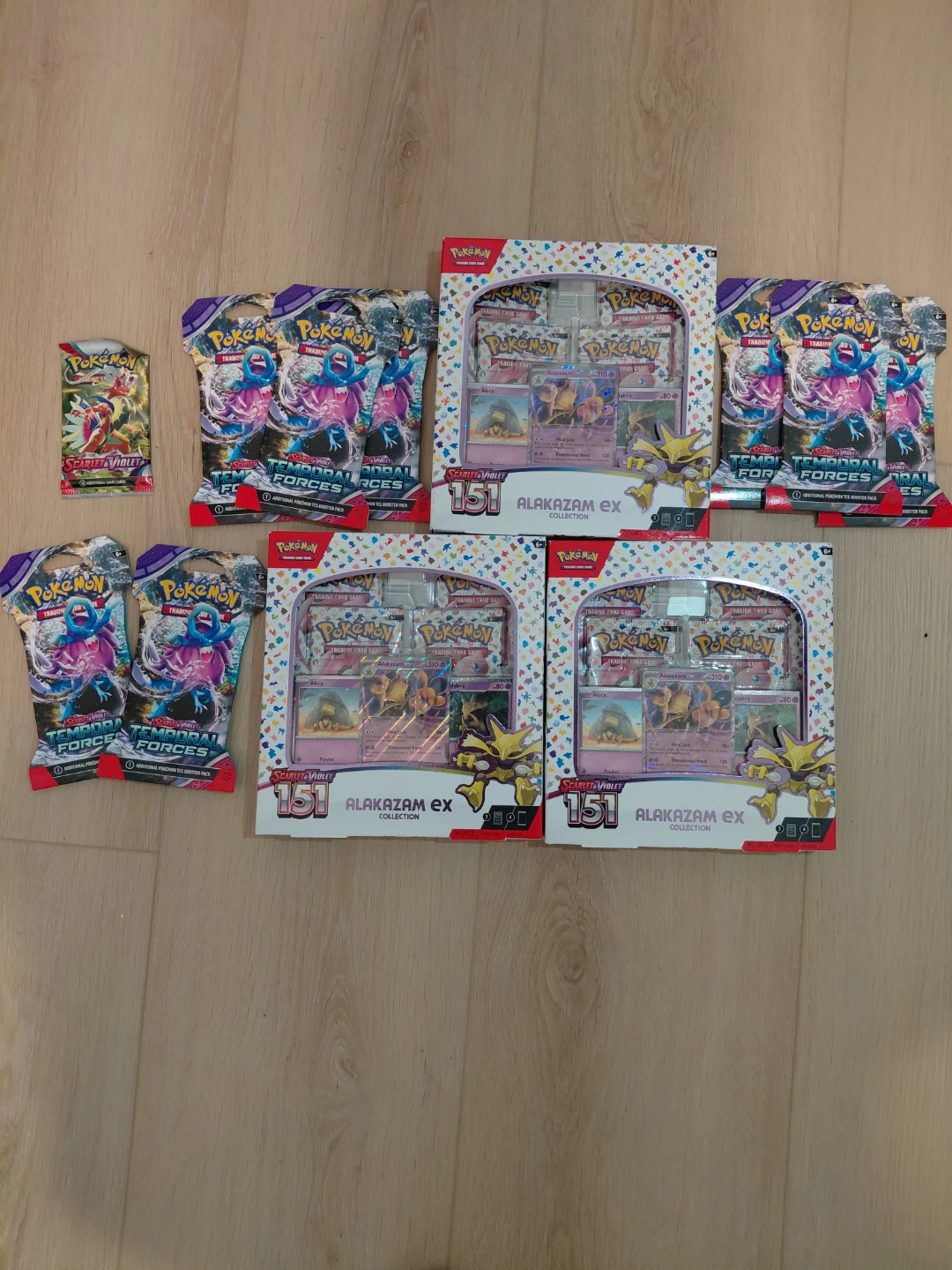 151 alakazam ex boxes and temporal forces booster packs