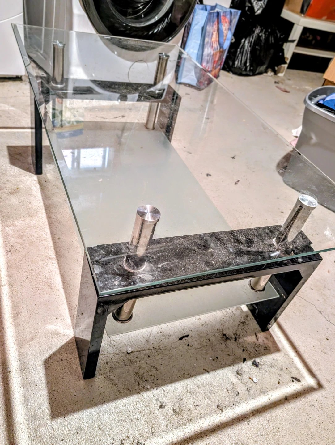 Glass and Black Coffee Table - photo 2
