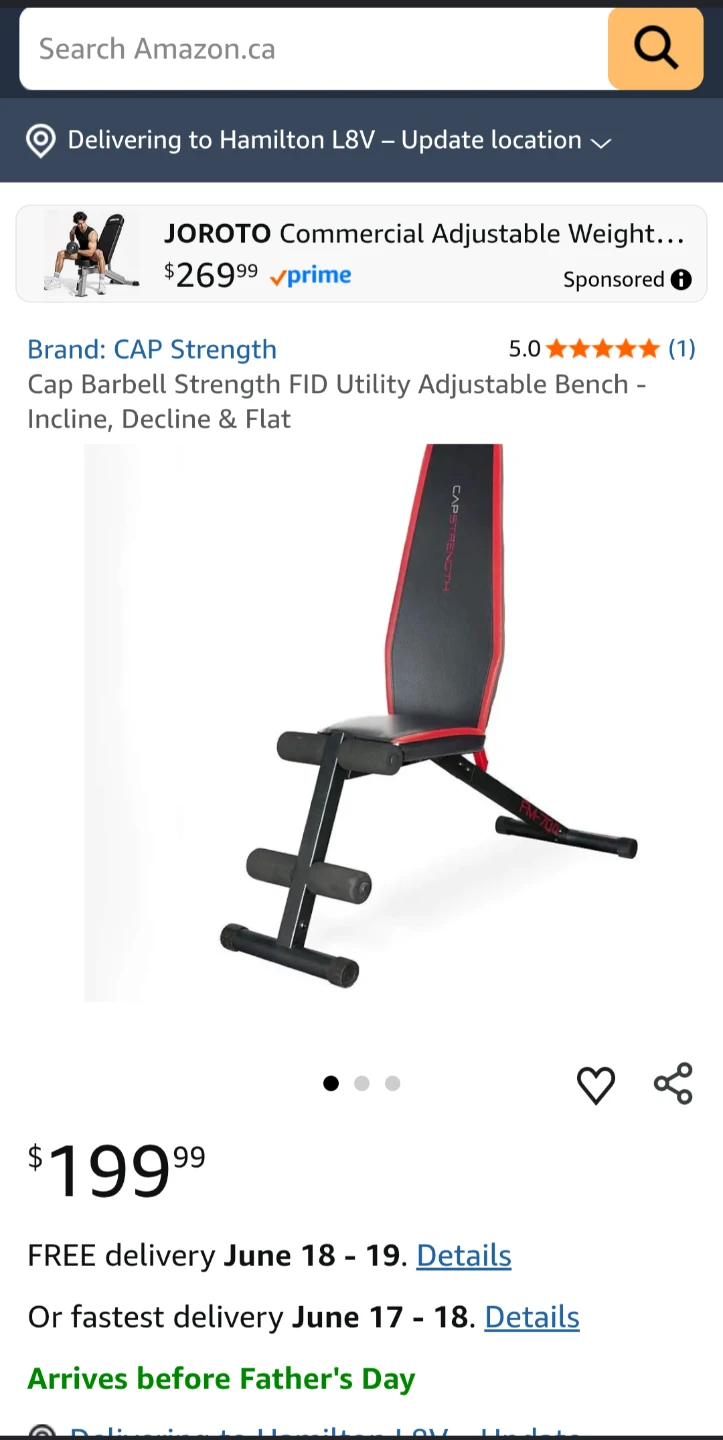 CAP Barbell Strength FID Utility Adjustable Weight Bench - photo 2