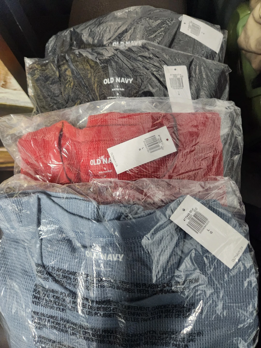 Brand New Old Navy Men Waffle Long Sleeve*4 bundle - L