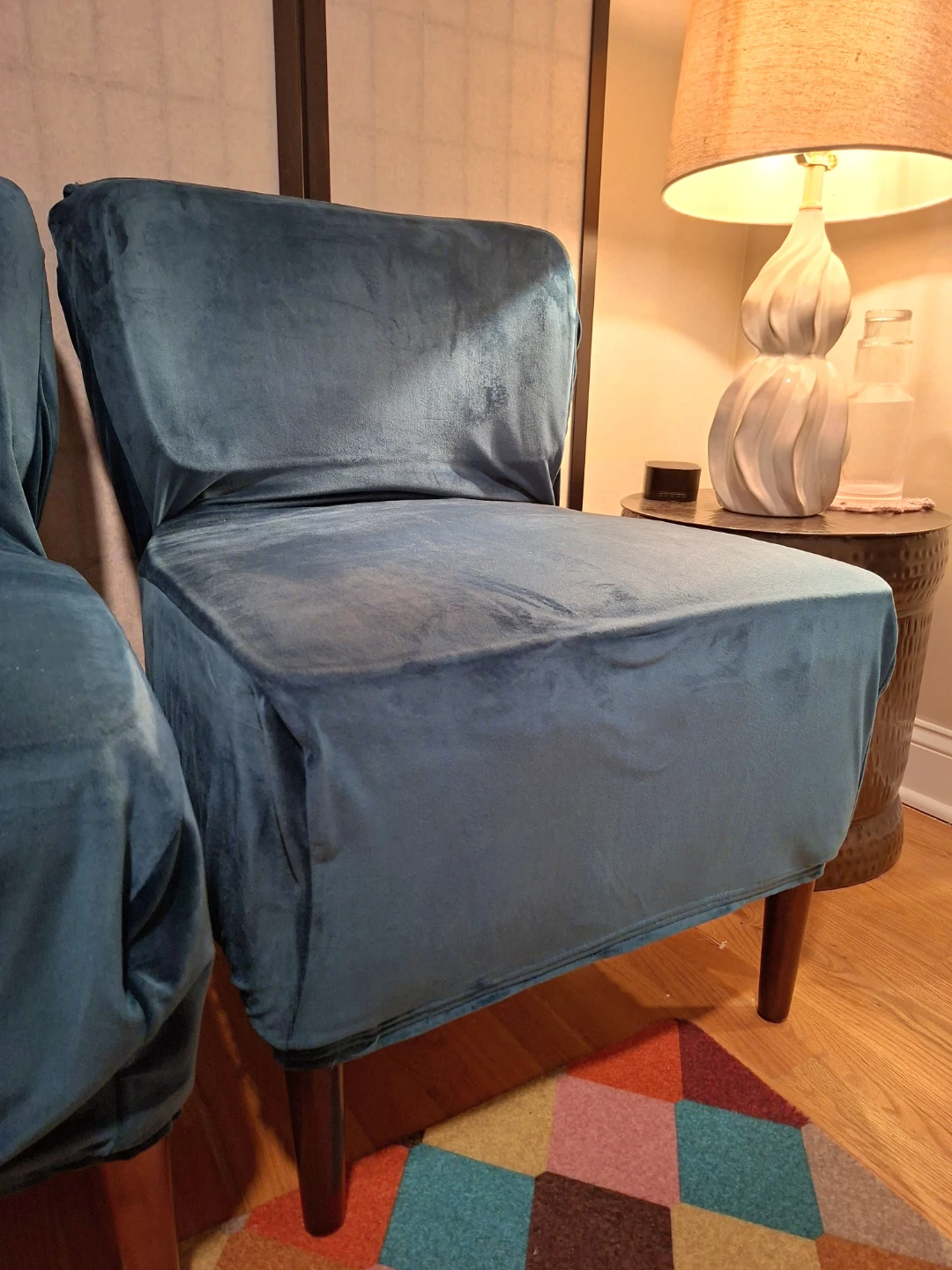 Velvet Accent Chairs - Set of 2 - Teal - photo 2