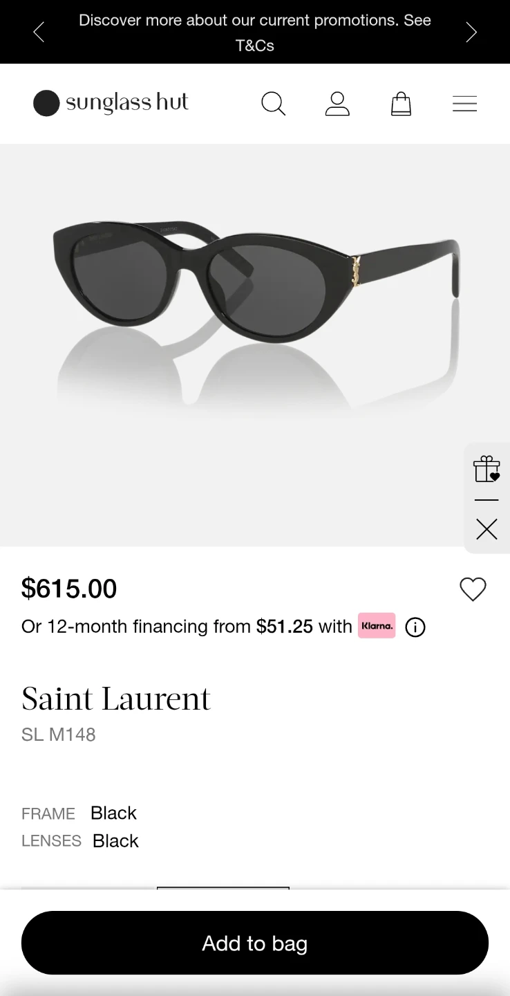 Saint Laurent SL M148 Black Sunglasses