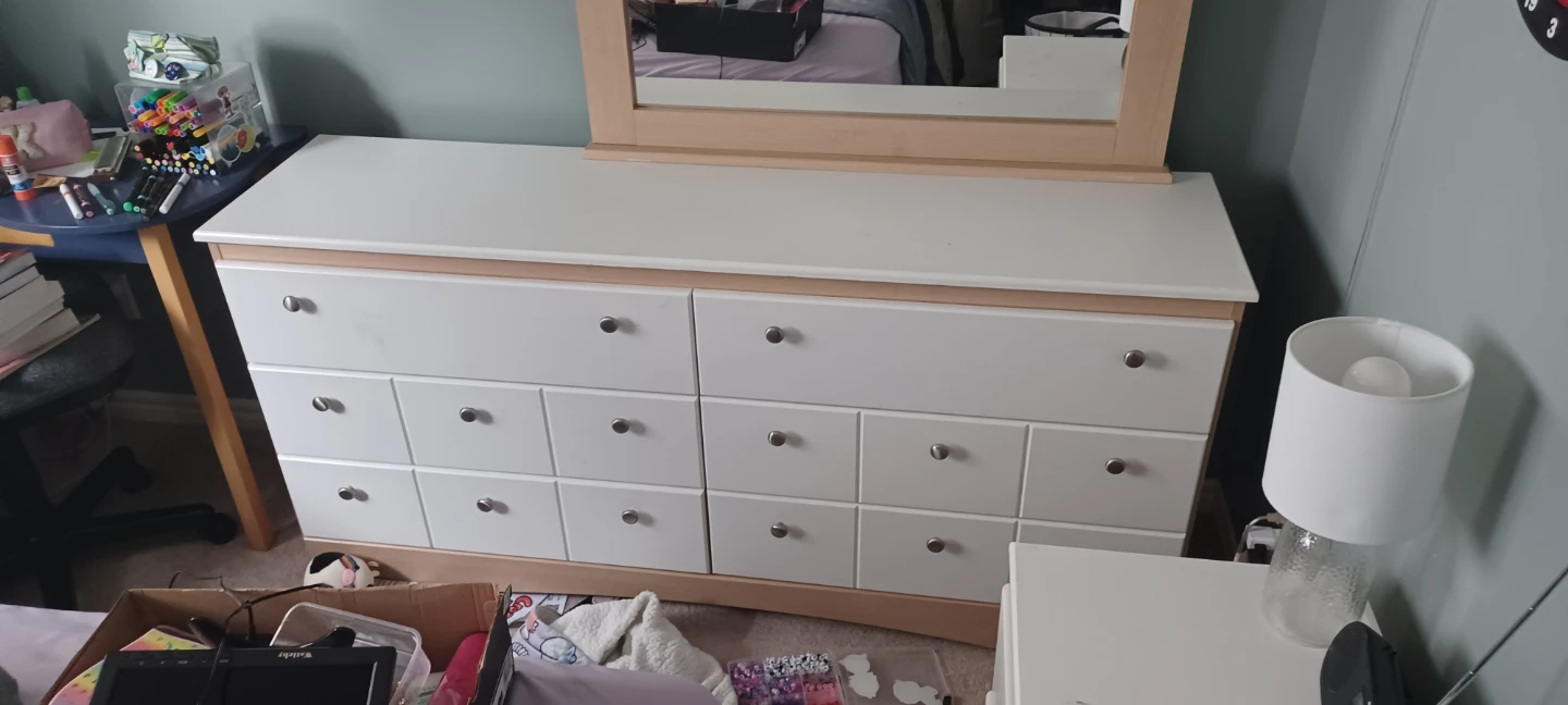 Wooden Framed Dresser with Mirror