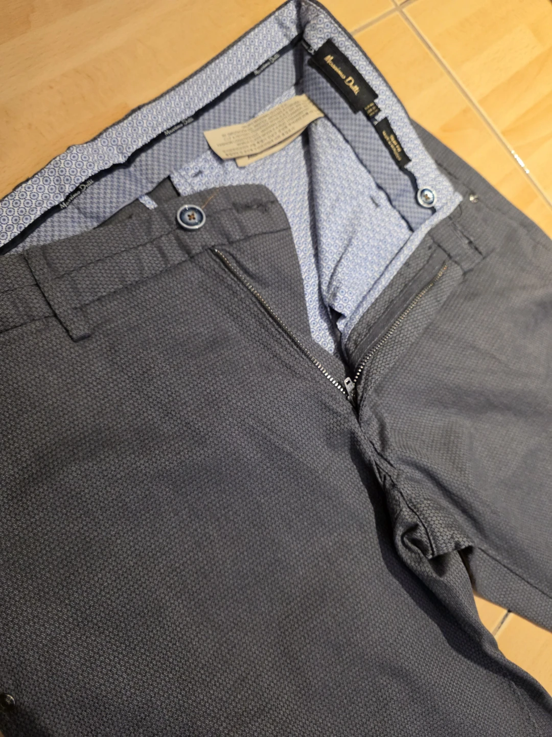 Massimo Dutti Slim Fit Grey Patterned Chinos