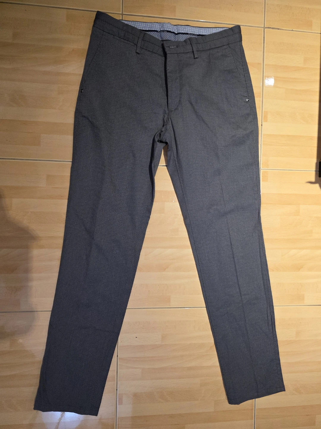 Massimo Dutti Slim Fit Grey Patterned Chinos - photo 4