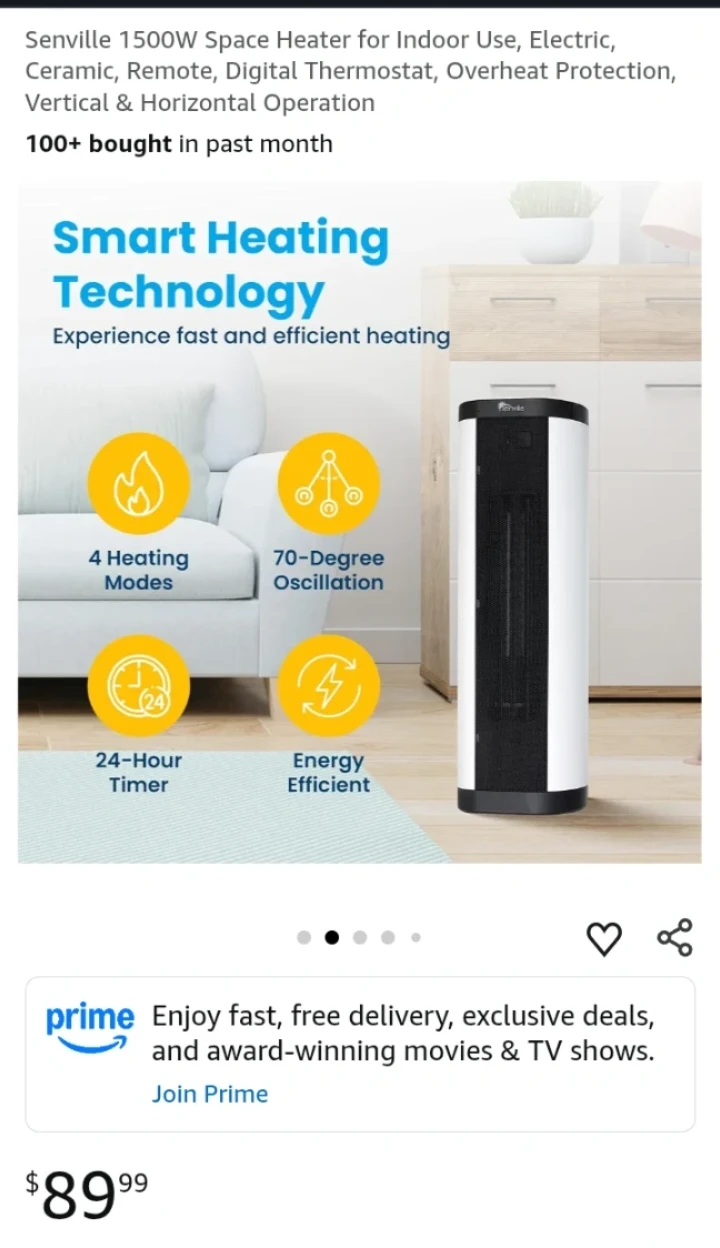 Senville 1500W Space Heater with Remote - photo 2