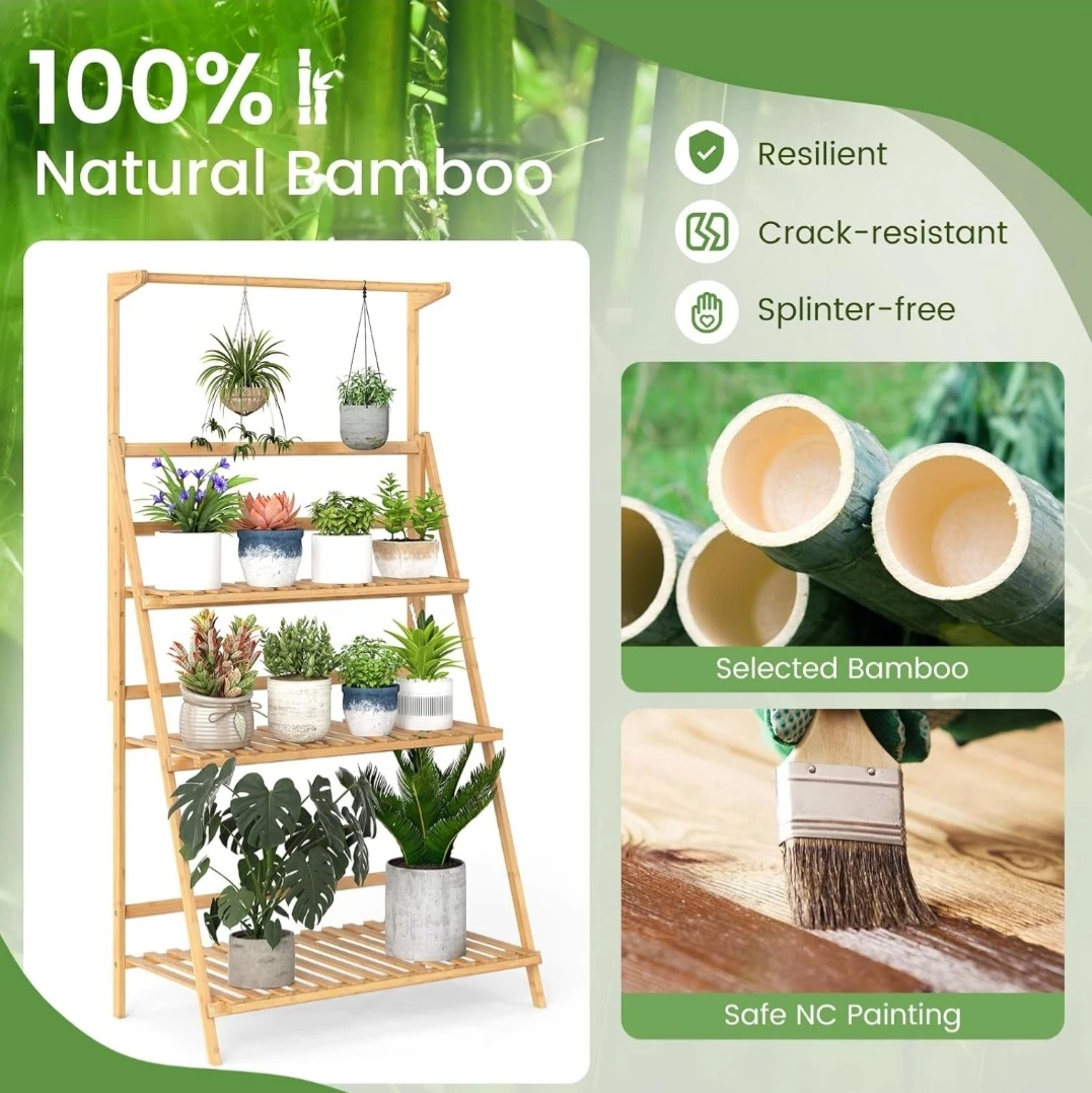 Multi-tier Foldable Bamboo Plant Stand - photo 3