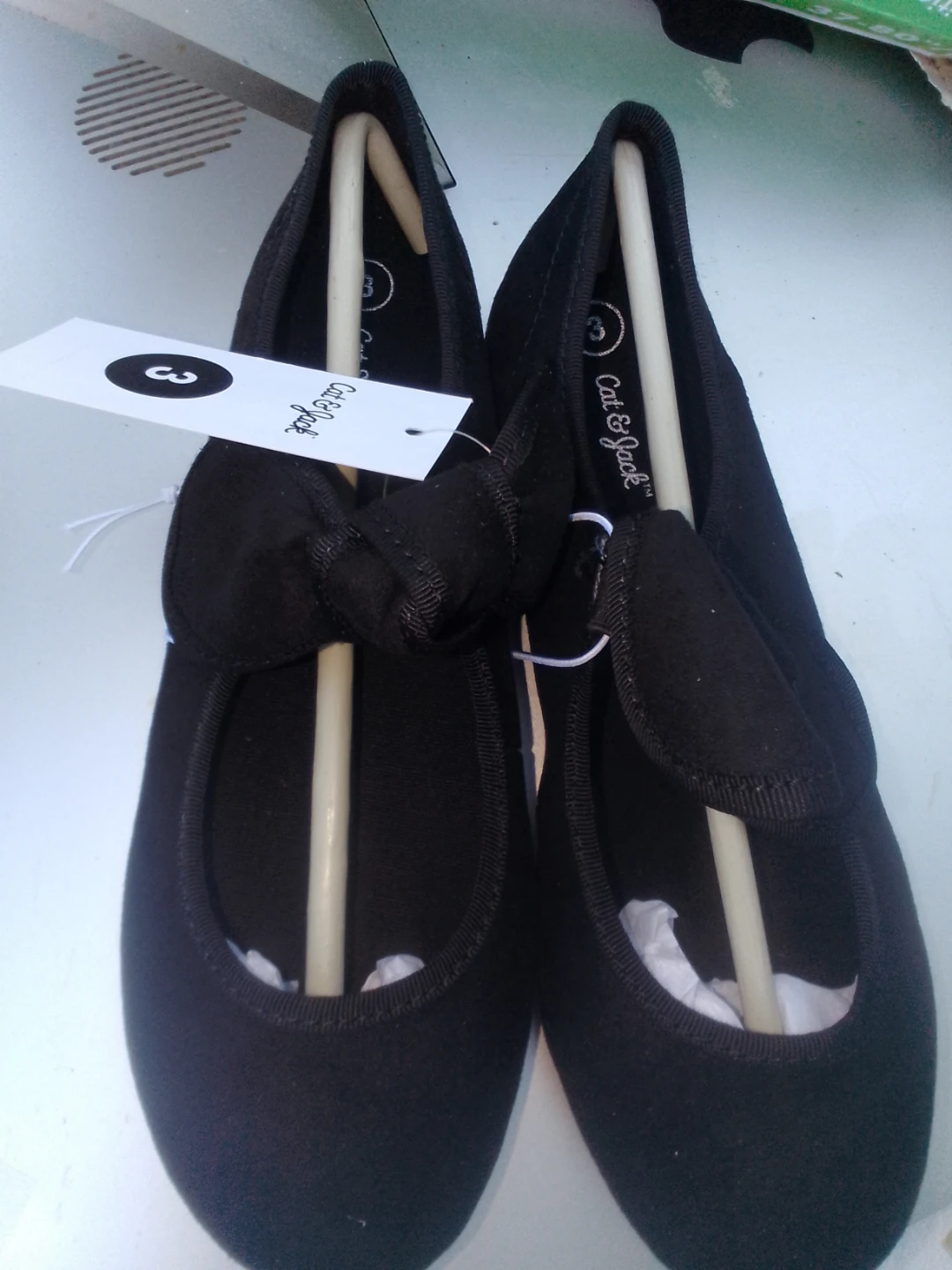 Cat & Jack Black Ballet Flats Size 3