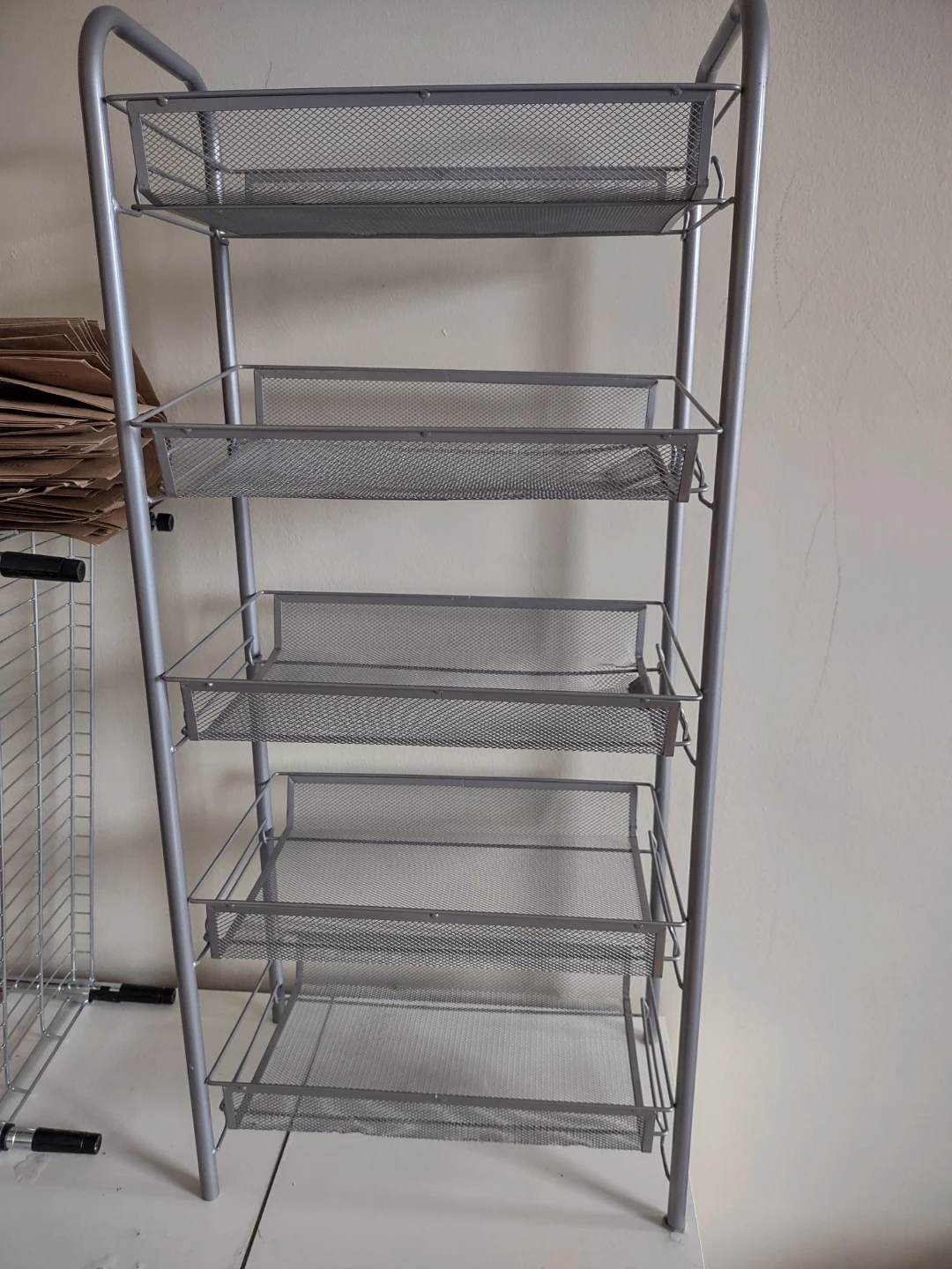 (free)Silver Mesh Storage Cart with 5 Baskets - photo 2
