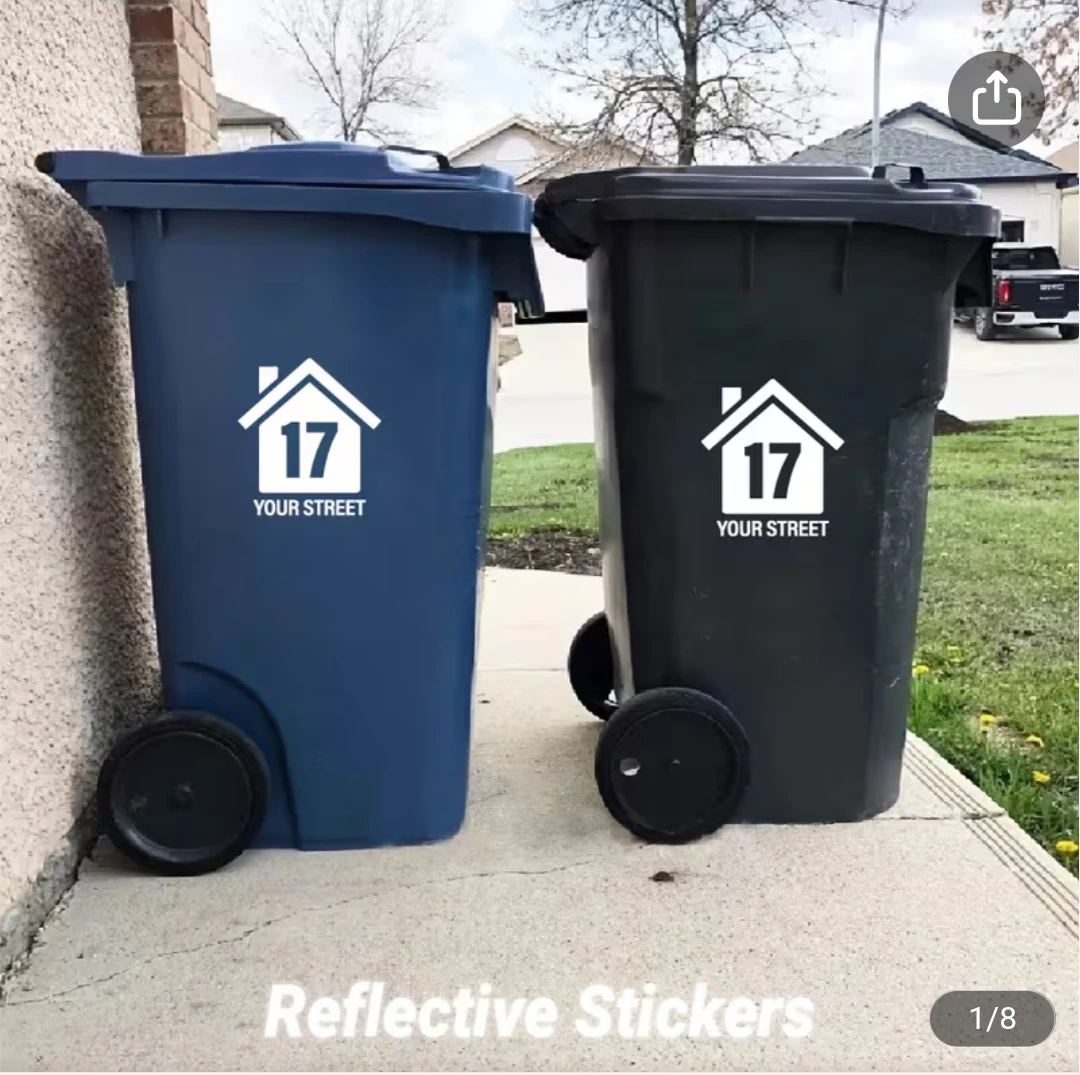 Reflective Address Stickers for Garbage Bins ⚽️