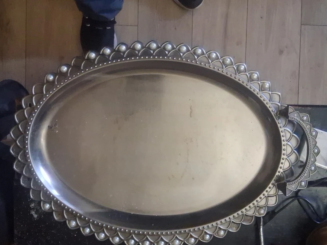 Oval Serving Tray with Pearl Inlay