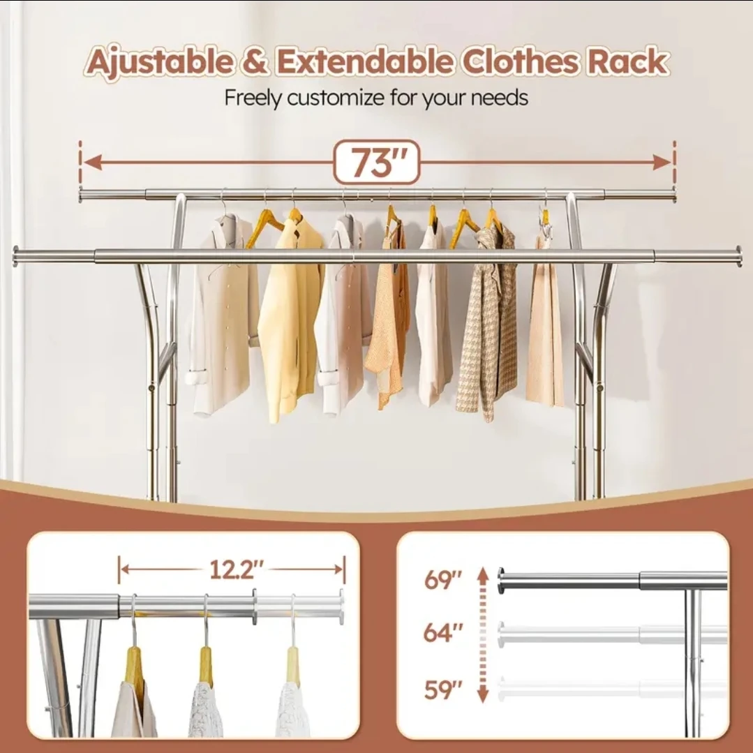 Brand new in box - Adjustable Heavy Duty Clothes Rack on Wheels - photo 3