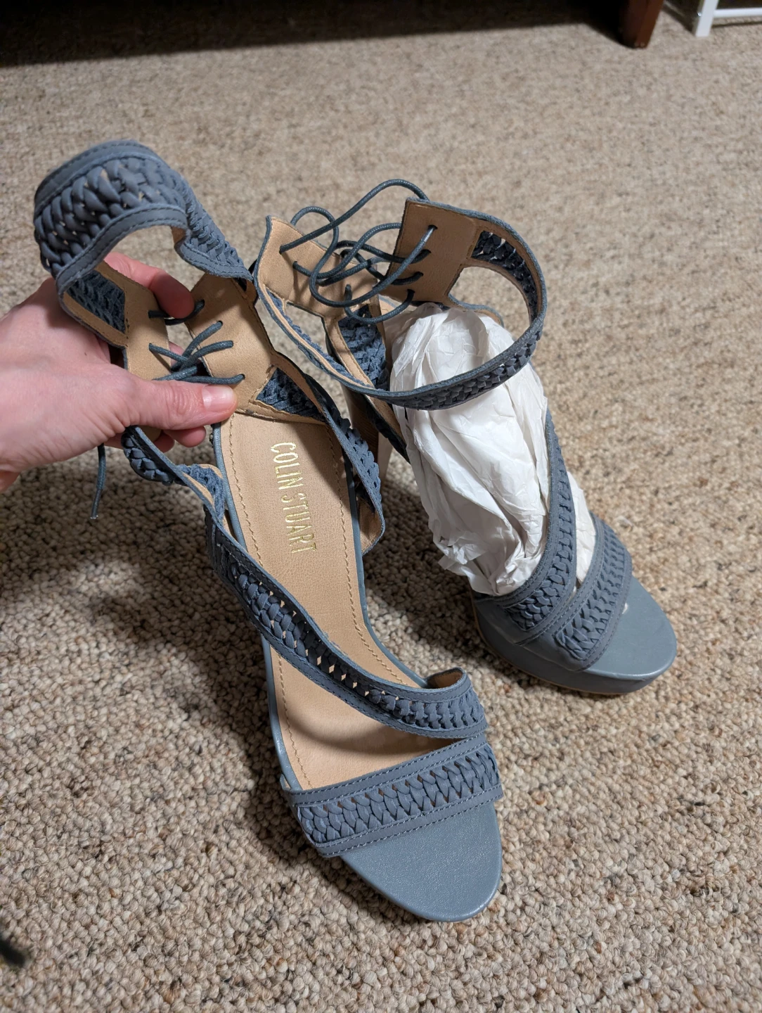 Colin Stuart Grey Lace-Up Heels - photo 2
