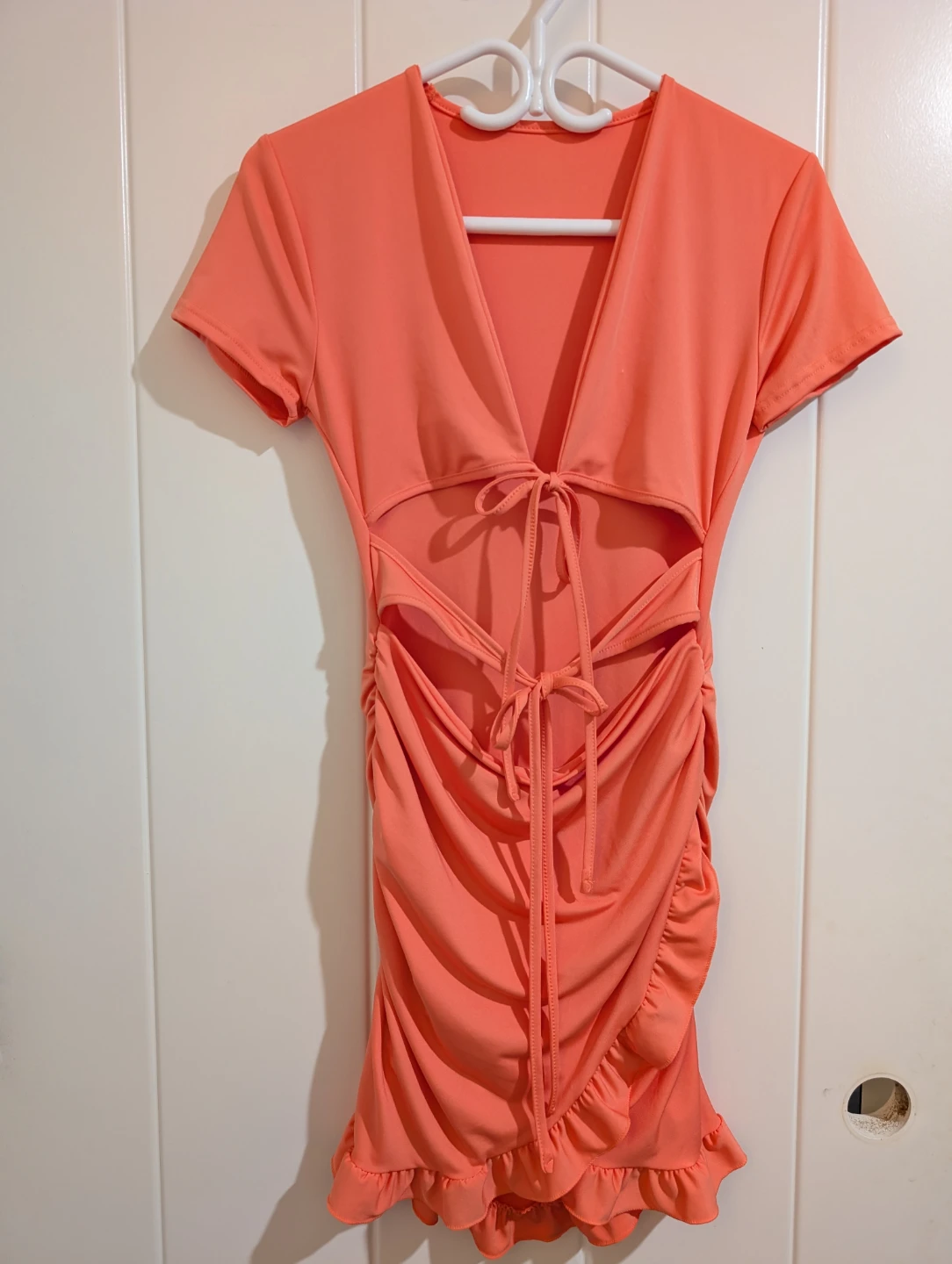 Orange Ruched Dress - Medium - photo 2
