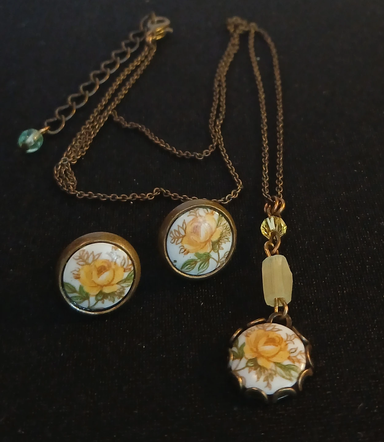 Vintage Rose Pendant Necklace and Earring Set - photo 4