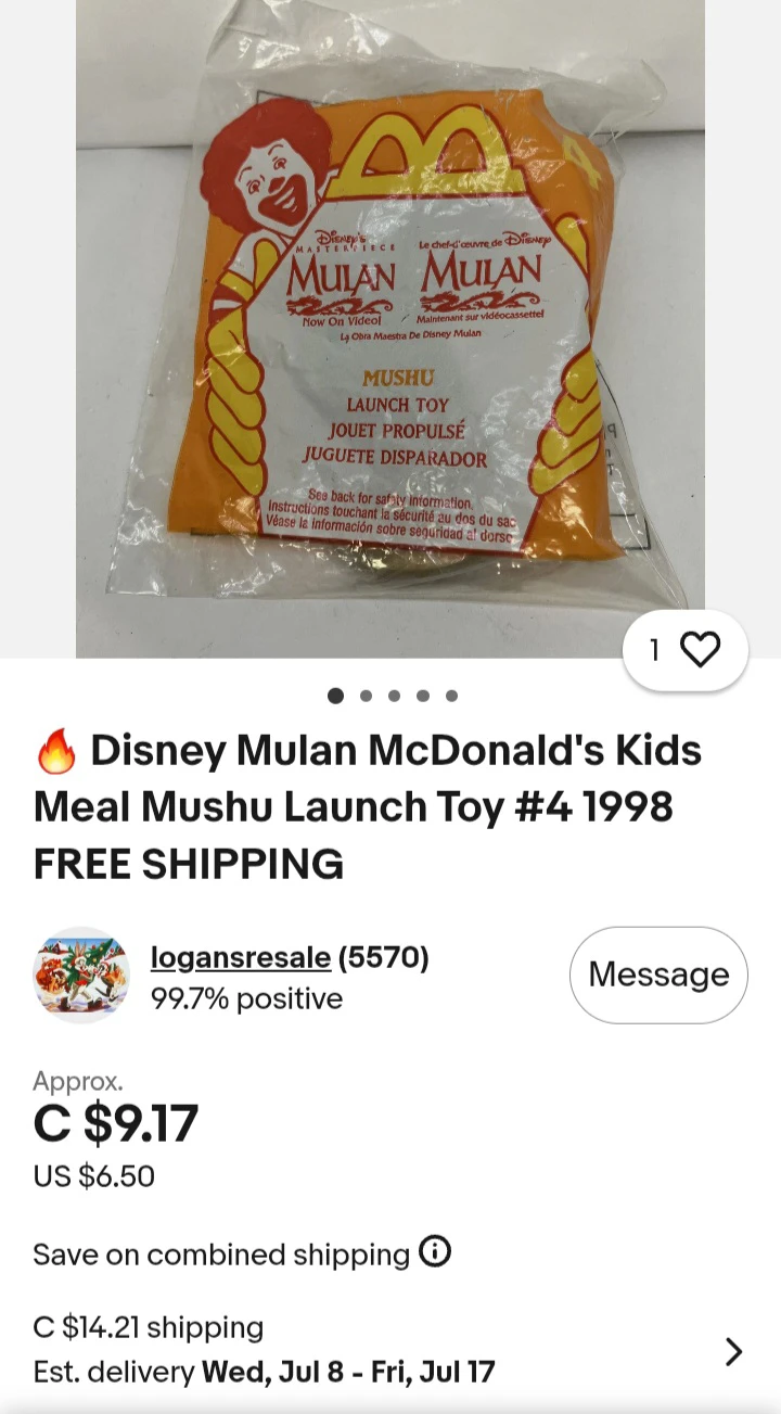 Disney Mulan McDonald's Kids Meal Toys #1-8 (1998) - Sealed - photo 5