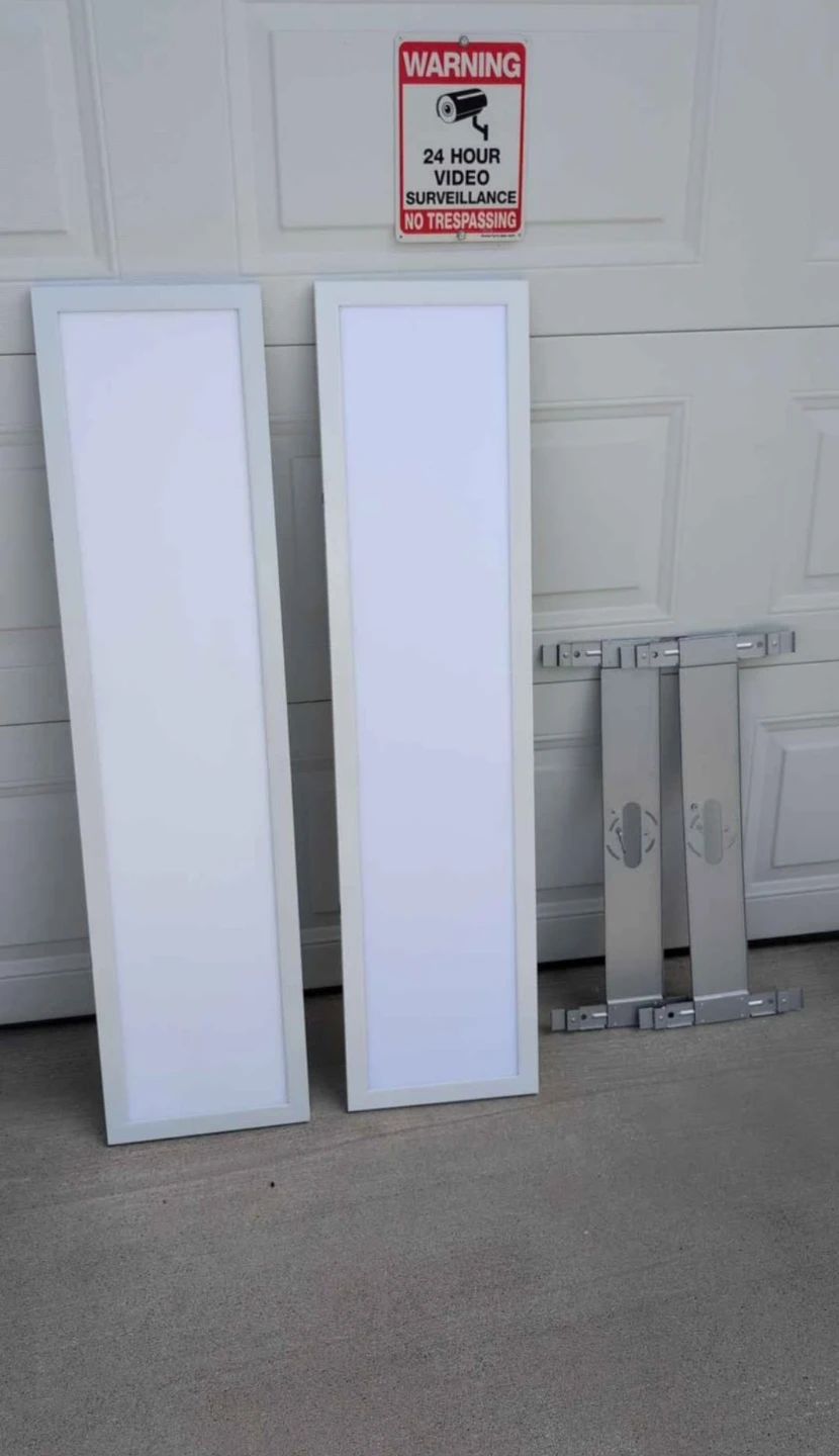 Two White LED Panel Lights with Mounting Brackets