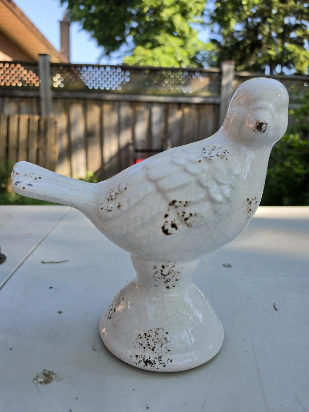 White Ceramic Bird Figurine