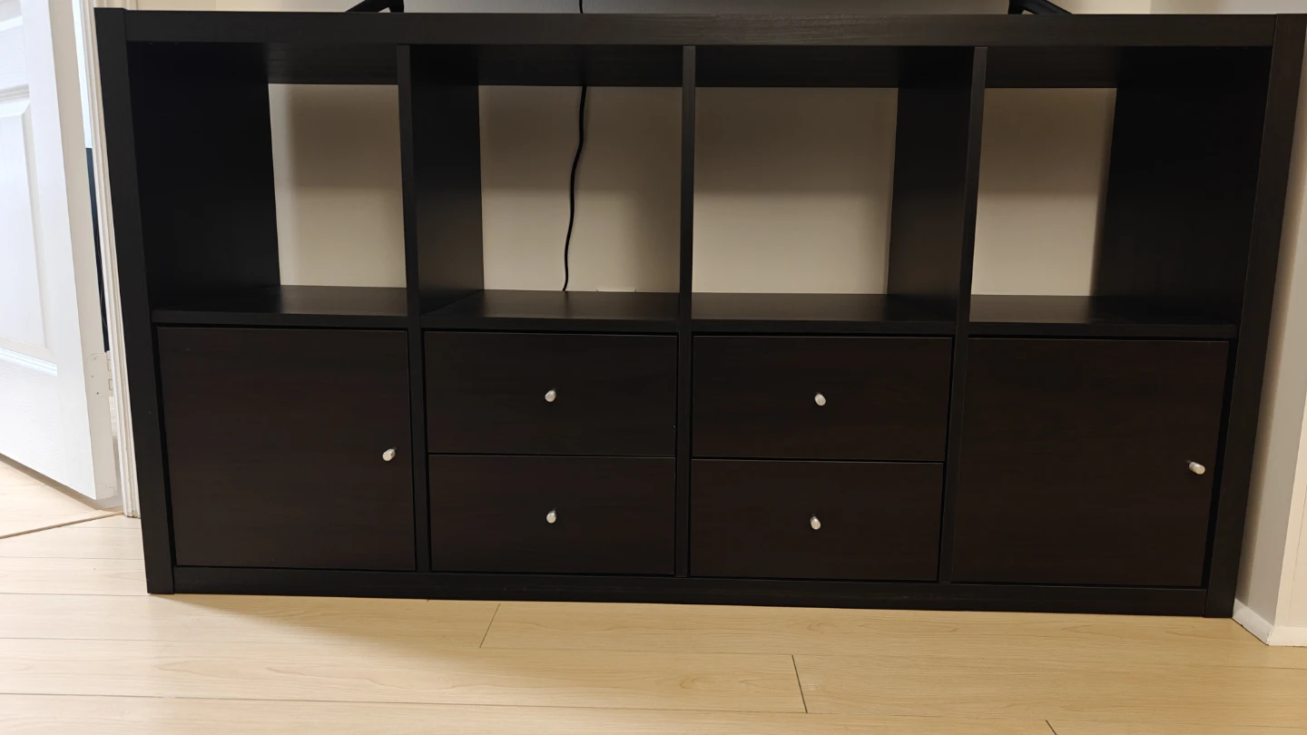 IKEA KALLAX Shelf Unit with Doors & Drawers - Black-Brown