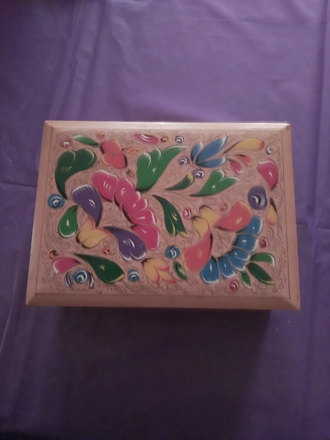 ⚽️Hand-Painted Floral Wooden Keepsake Box⚽️
