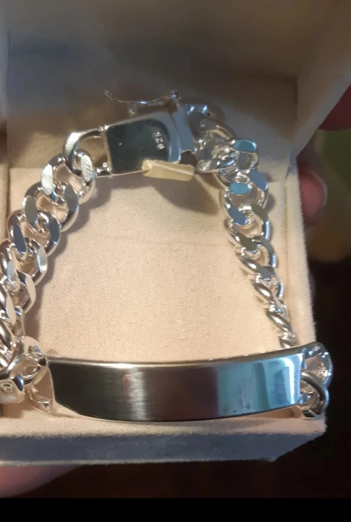 925 Sterling Silver Curb Link ID Bracelet - photo 4