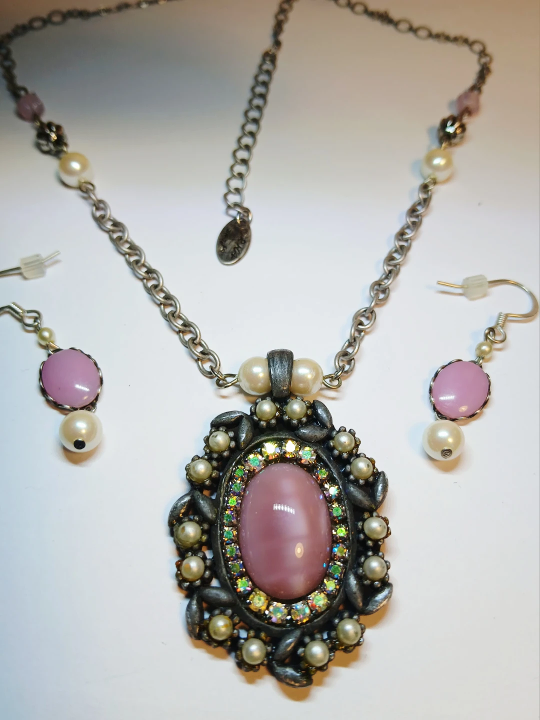 Pink stone Necklace, Earring and ring Set - photo 3