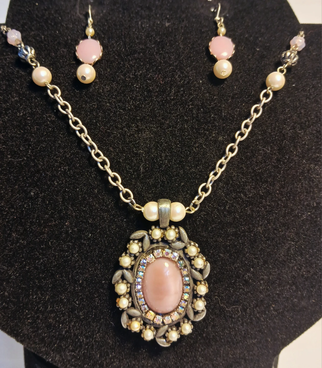 Pink stone Necklace, Earring and ring Set - photo 5