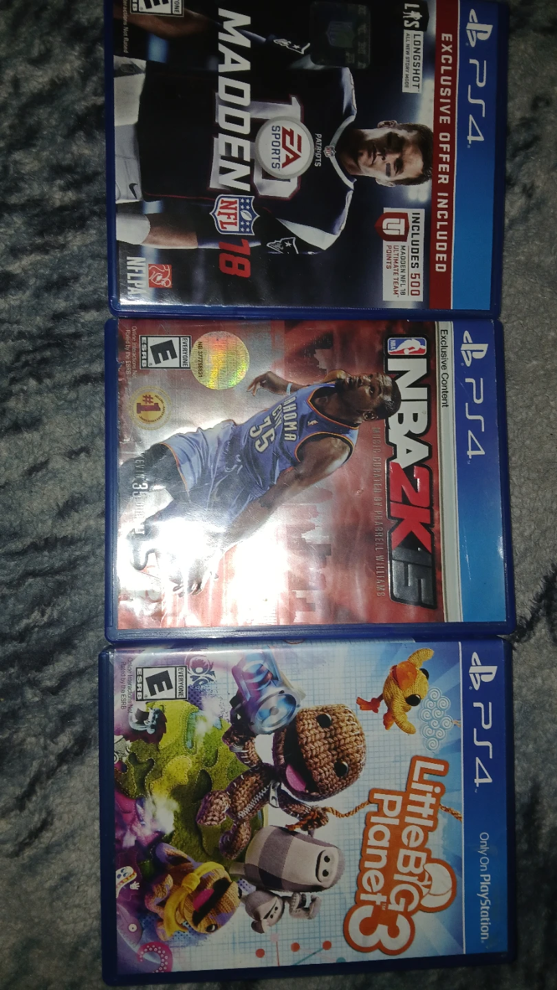 PS4 Video Games Bundle: Madden 18, NBA 2K15, Little Big Planet 3