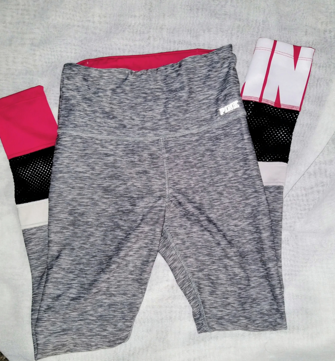 Victoria's Secret Pink Ultimate Grey, Hot Pink Leggings XS