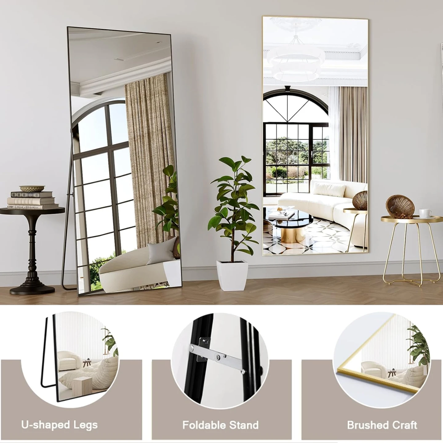 Full Length Mirror 56"x21" Floor Mirror Large Black Body - photo 3