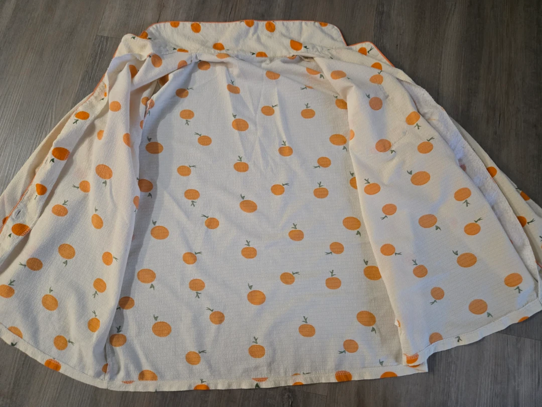 White Pyjama Top with Orange Print - photo 2