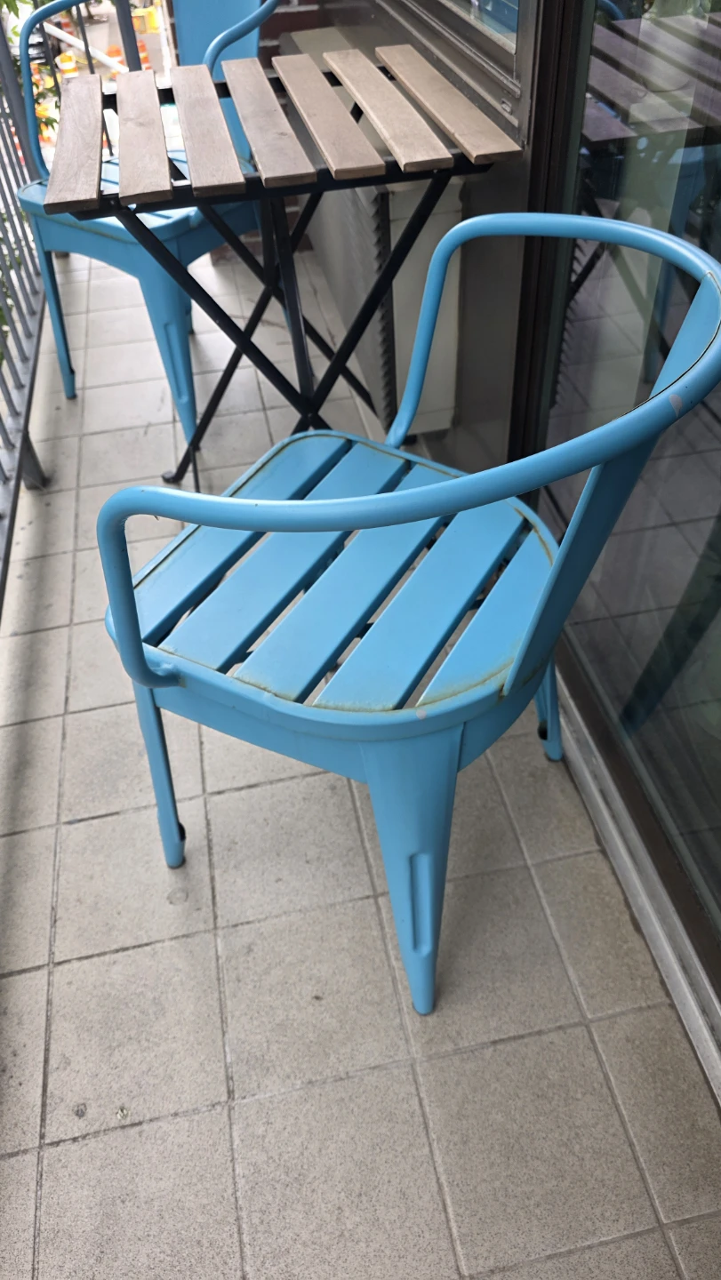 Blue Metal Outdoor Bistro Set Chairs and Table - photo 3