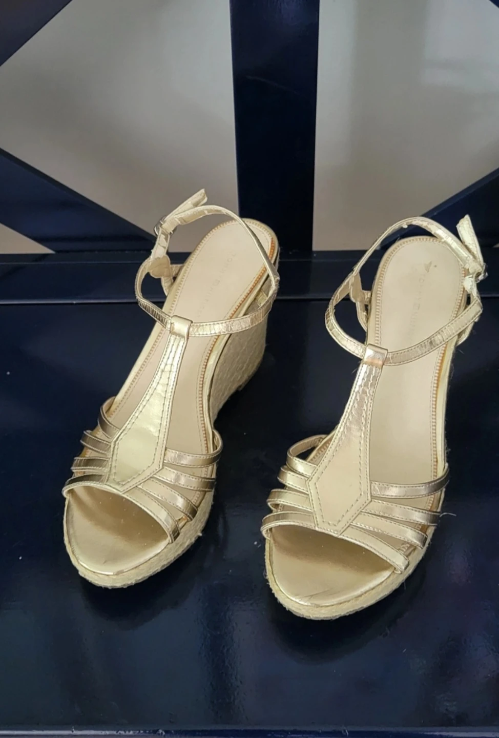 Tommy Hilfiger Gold Espadrille Wedge Sandals