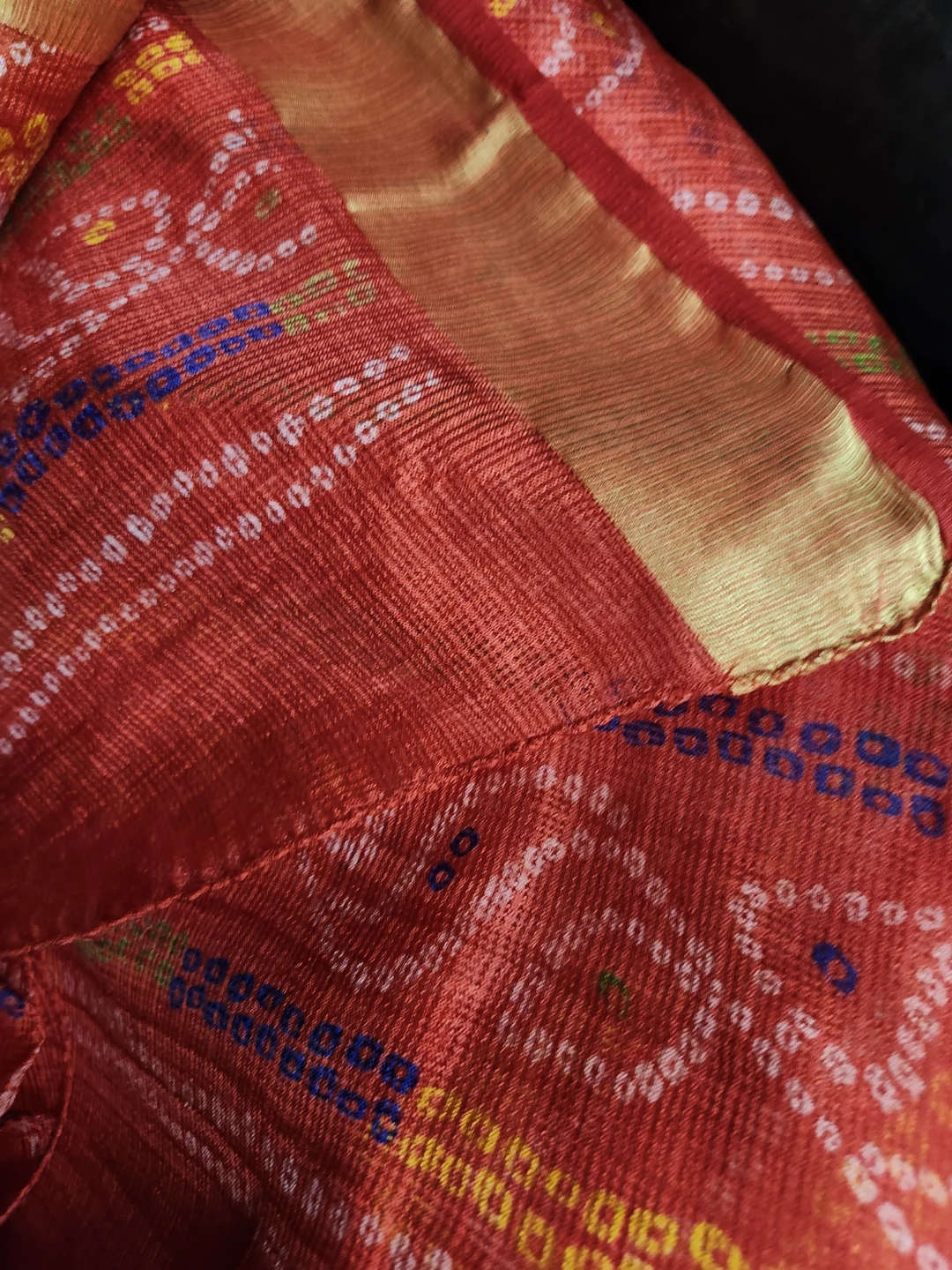 Red Bandhani Saree Blouse Piece
