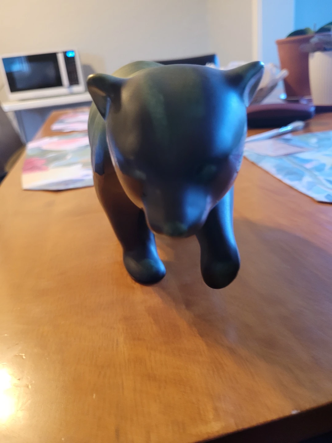 Ceramic Bear Figurine - Green Glaze - photo 2