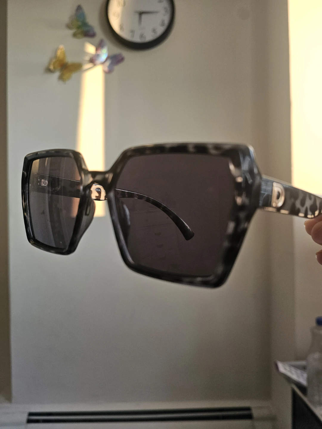 Square Sunglasses with Leopard Print Frame