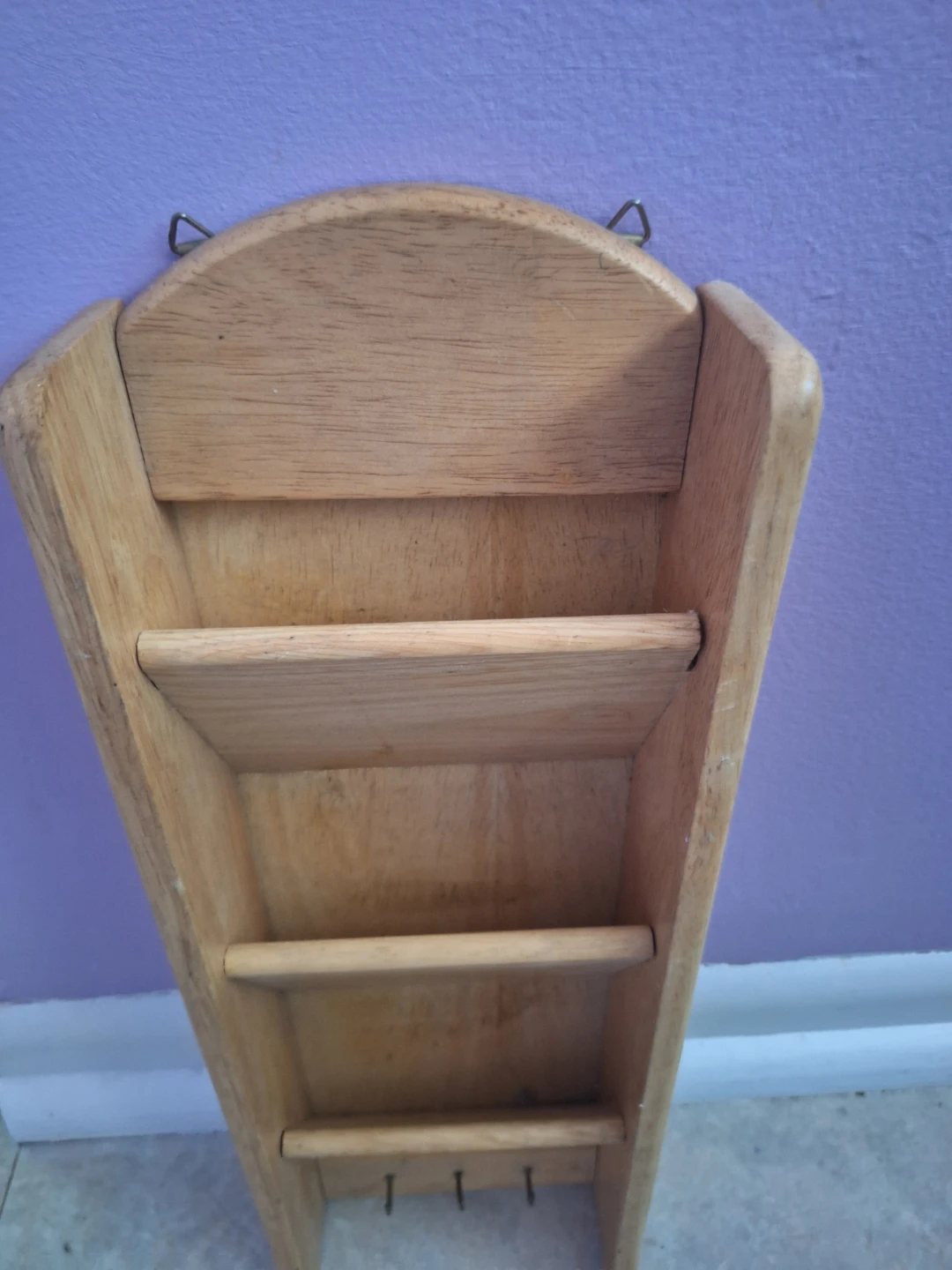 Wooden Wall Organizer Mail Sorter with Hooks - photo 2