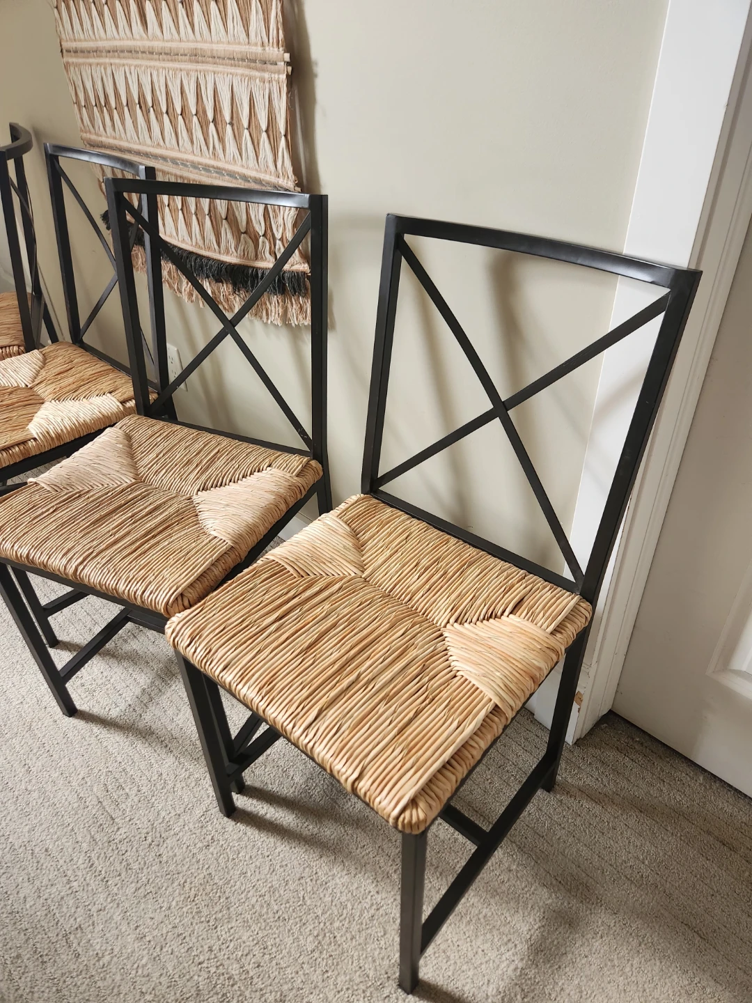 Set of 4 Woven Seat Dining Chairs - photo 2