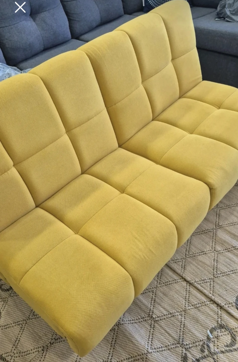 Yellow Tufted Futon Sofa Bed missing side arms