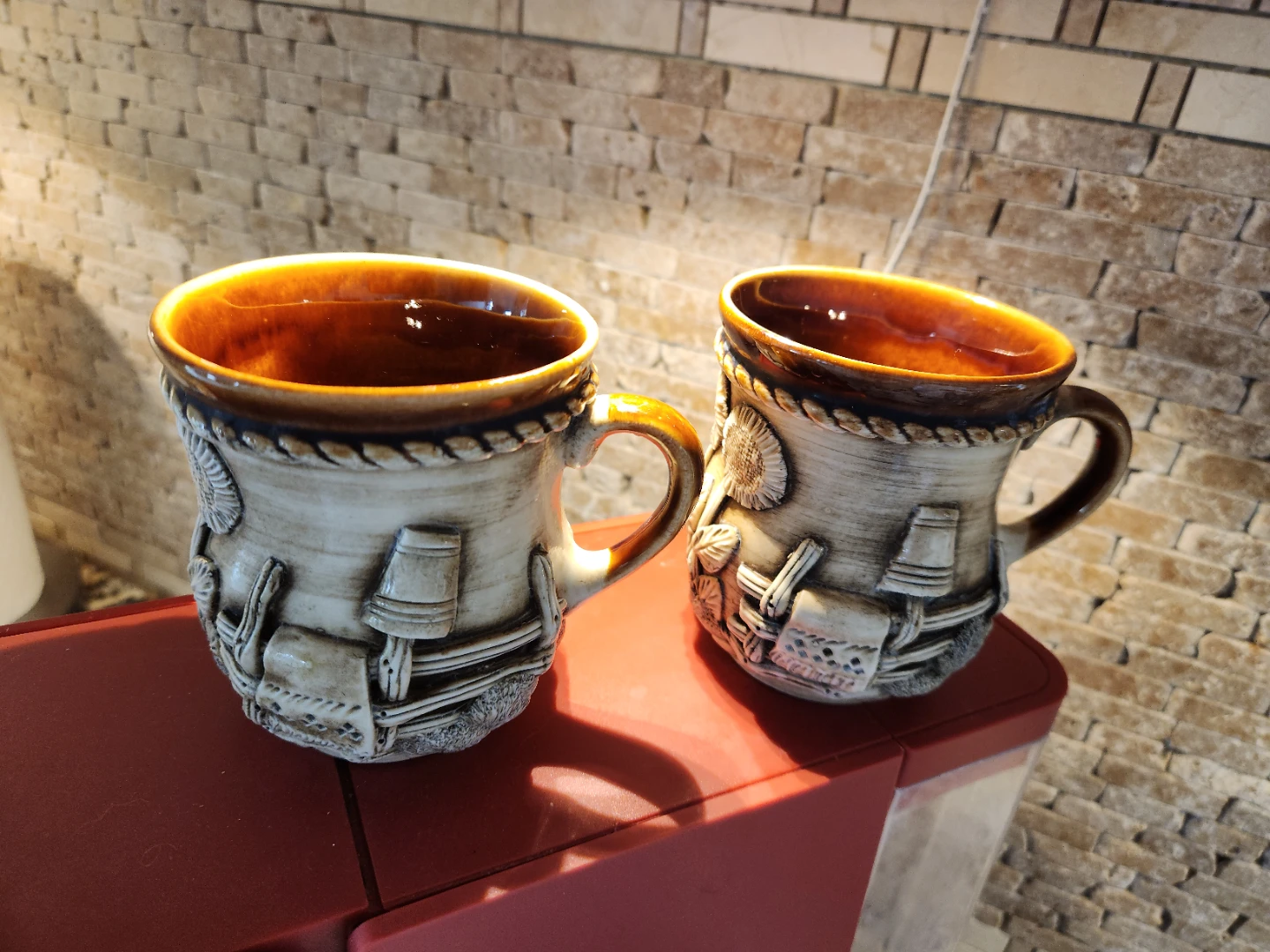 Two Ukrainian Rustic Ceramic Mugs