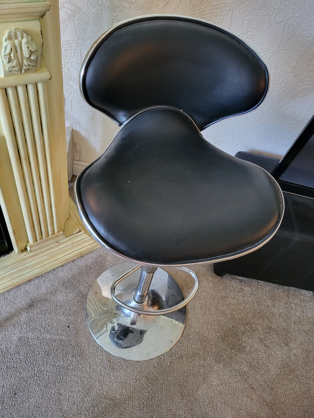 Black Adjustable Bar Stool