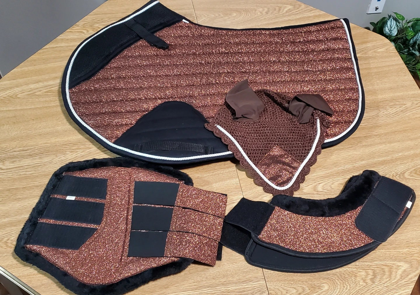 Equestrian Sparkle Set: Saddle Pad, Fly Bonnet, and Boots