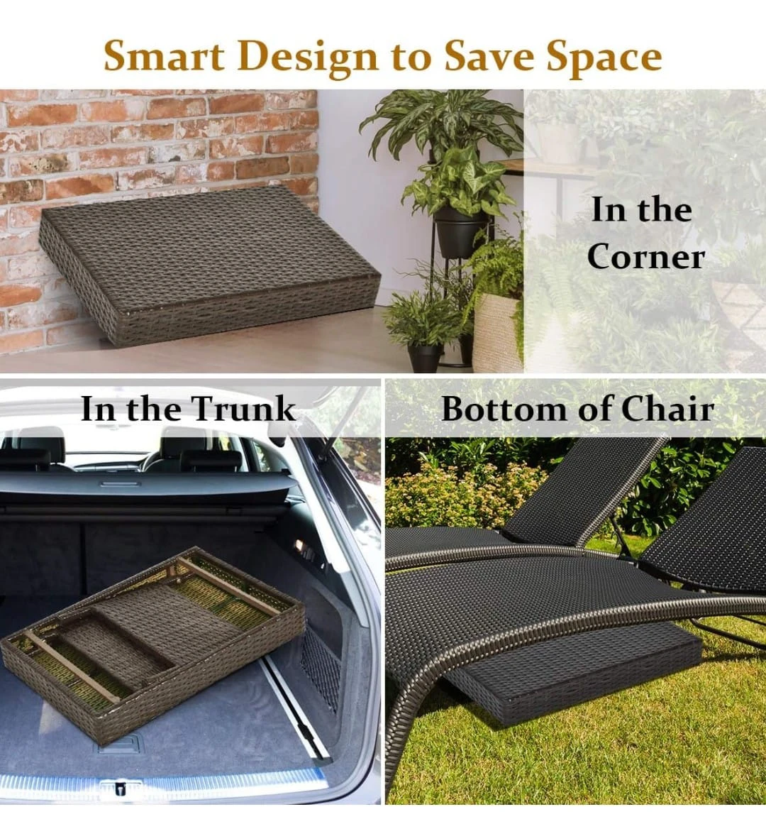 TangKula Folding Wicker Coffee Table - photo 4