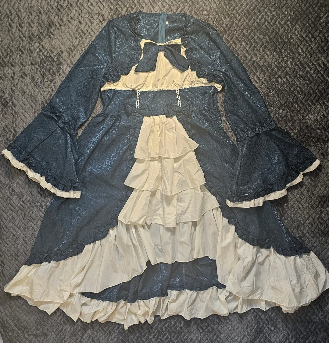 Teal and Cream Gothic Lolita Style Dress