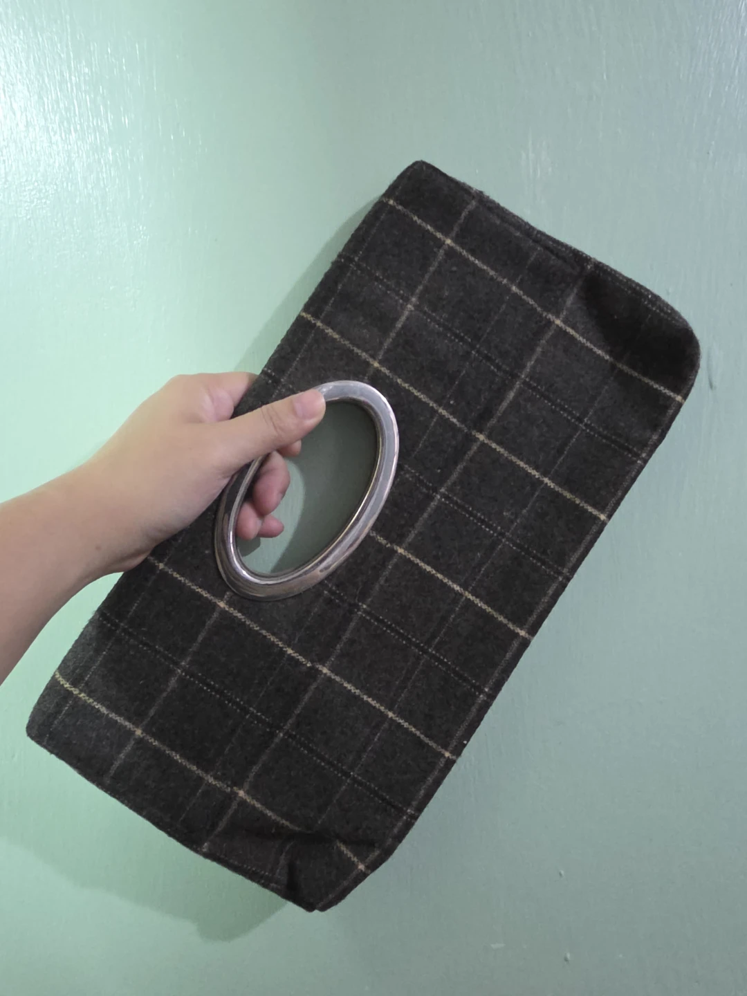 Plaid Clutch with Oval Handle ⚽️