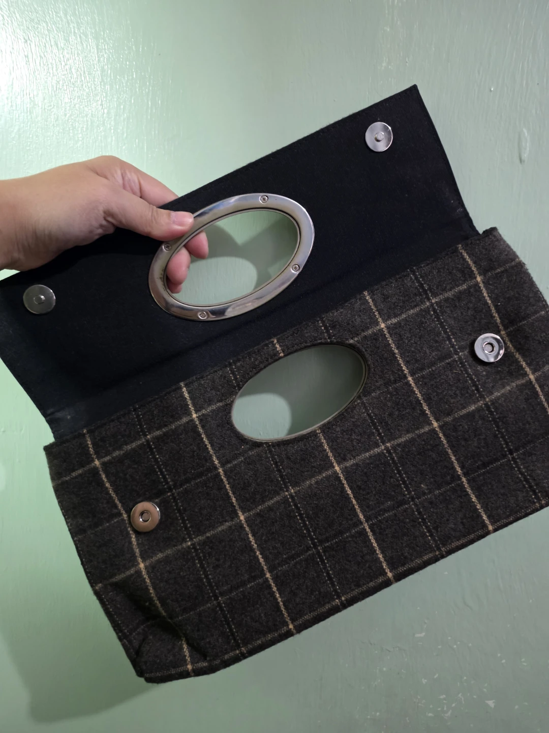 Plaid Clutch with Oval Handle ⚽️ - photo 3