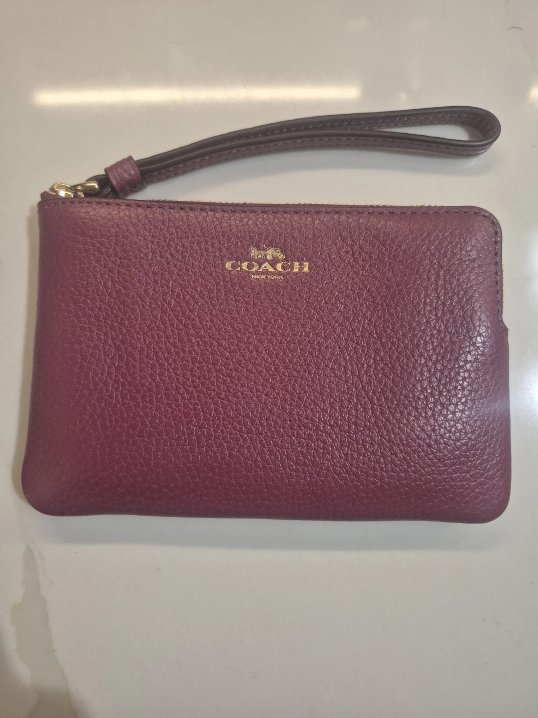 COACH Purple Leather Wristlet Pouch