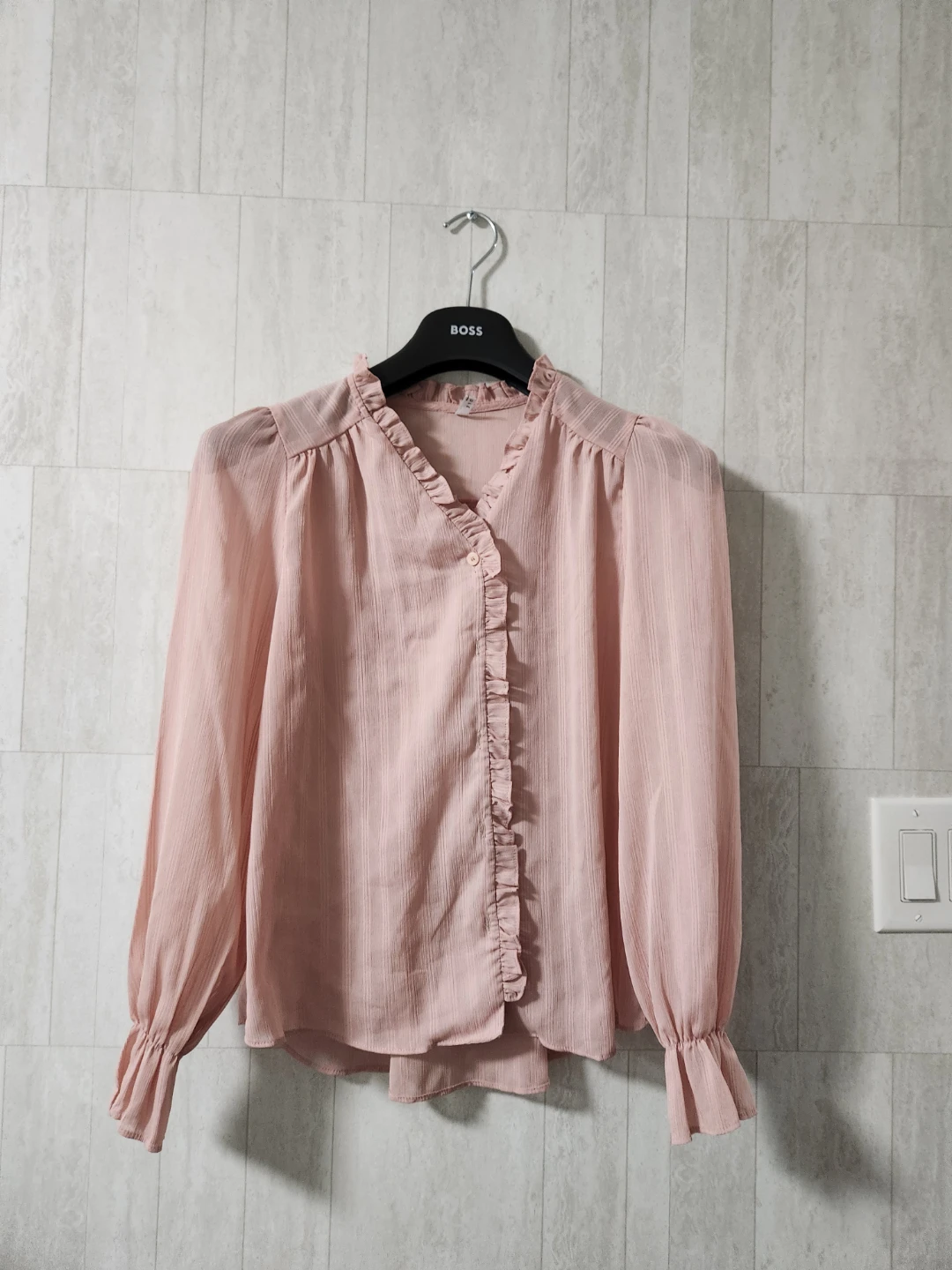 Pink Ruffle Button-Up Blouse - photo 2
